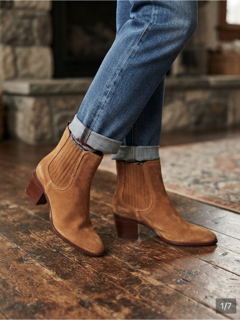 Cole Haan Suede Janelle Chelsea Ankle Boot in Tan Brown